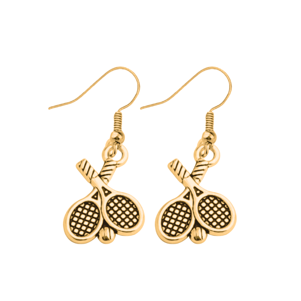 Gold Tennis Racket Earrings