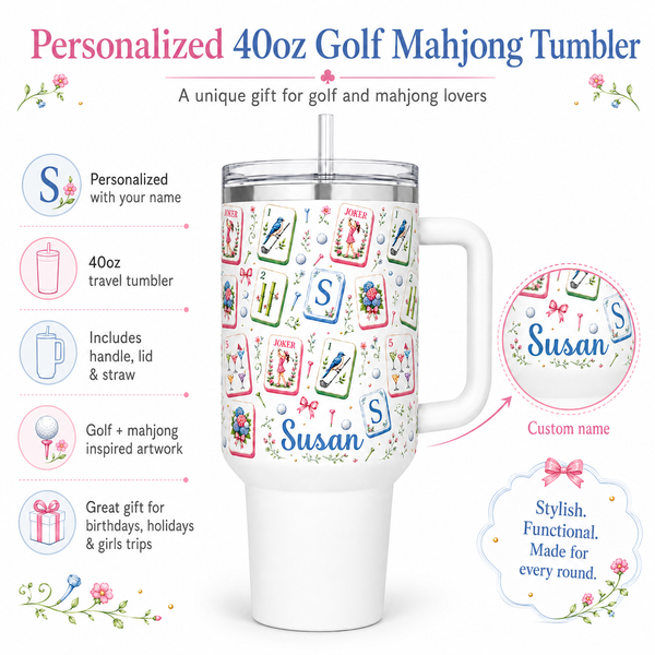Personalized Golf Mahjong 40oz Tumbler
