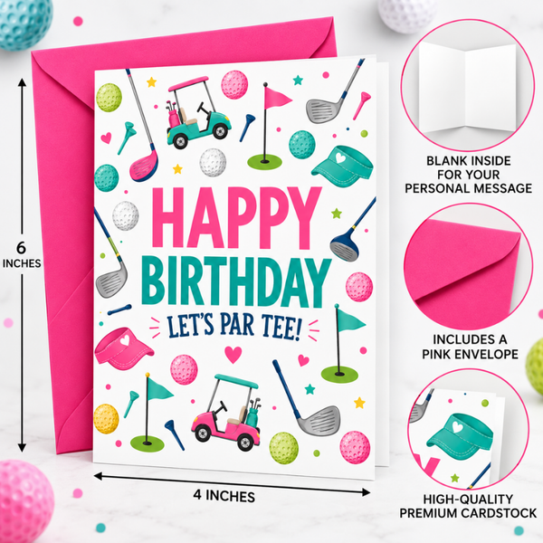 Let’s Par Tee Golf Birthday Card
