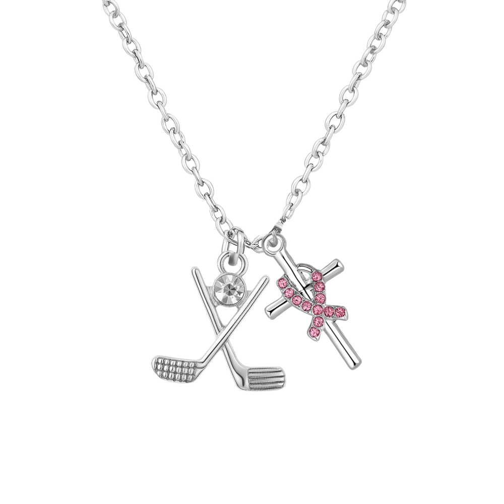 Golf Breast Cancer Cross Necklace