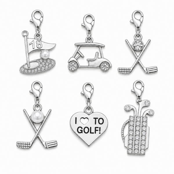 Silver Golf Clip On Charms