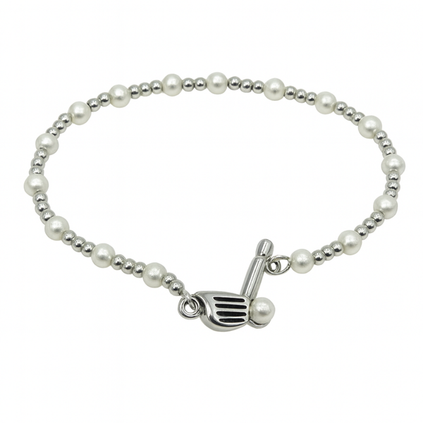 Golf Club Pearl Two Tone Beaded Bracelet