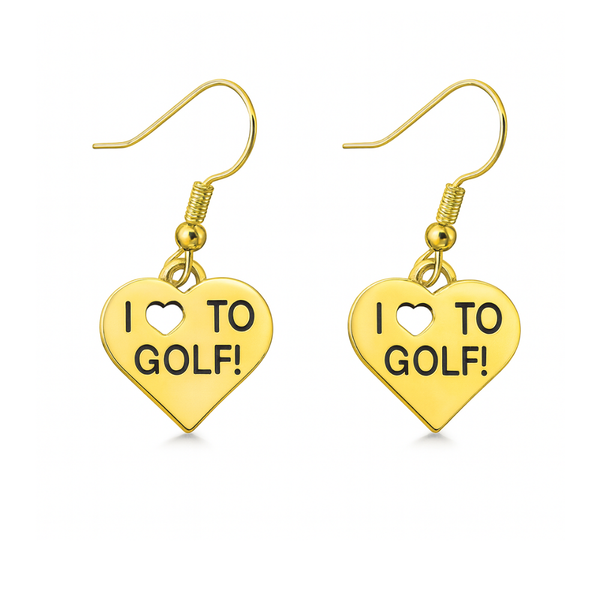 Golf Love Heart Earrings