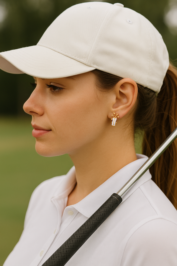 Golf Bag Pink Stud Earrings