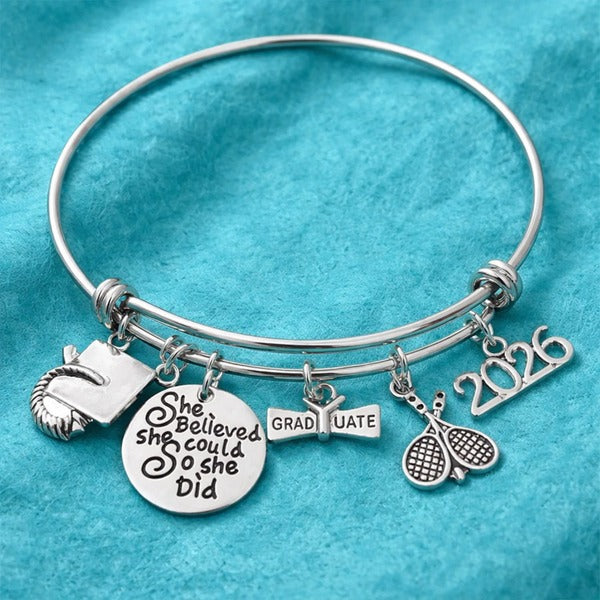 Tennis Graduation Charm Bracelet