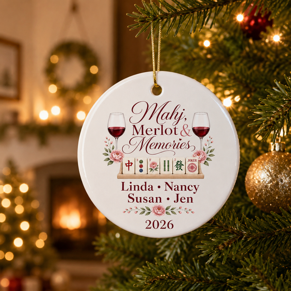 Personalized Mahjong Merlot Ornament