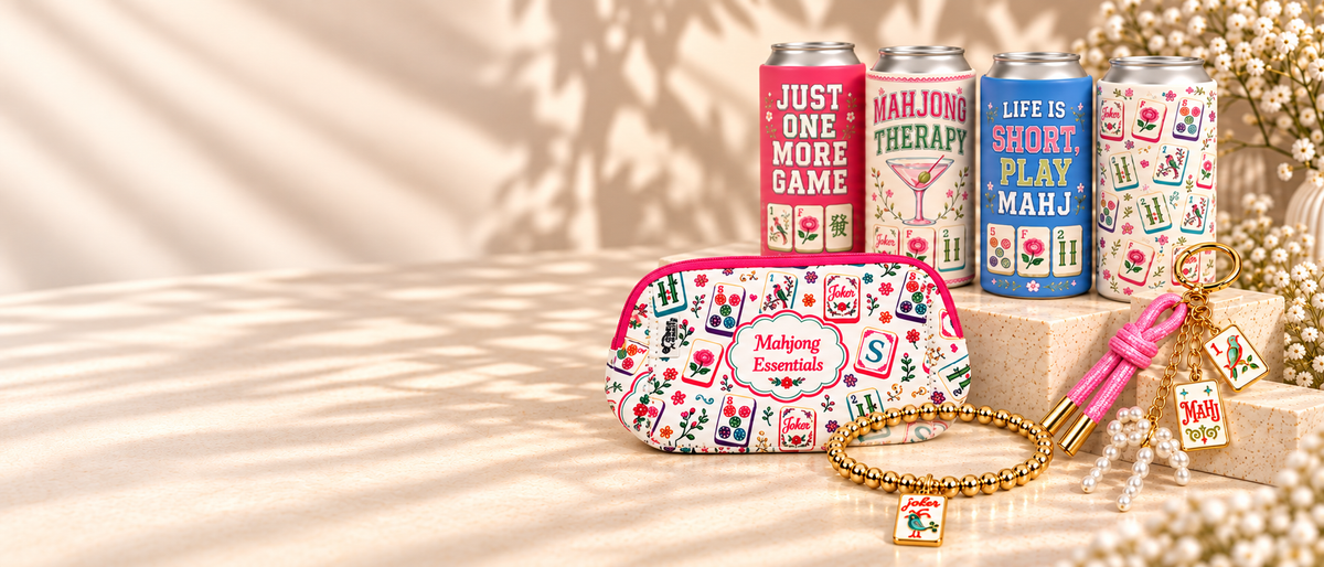 Born to Rally mahjong bag charms and jewelry