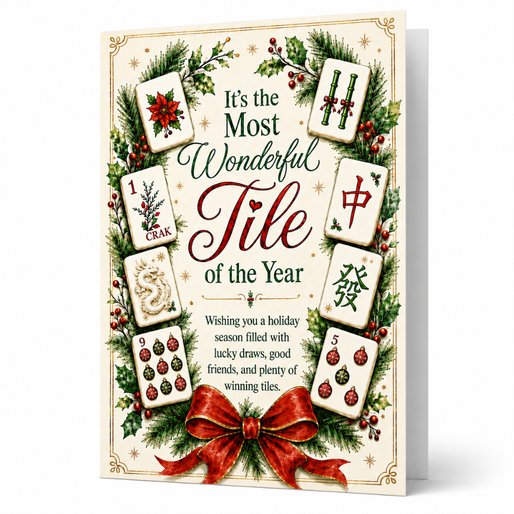 Most Wonderful Tile of the Year Mahjong Christmas Card