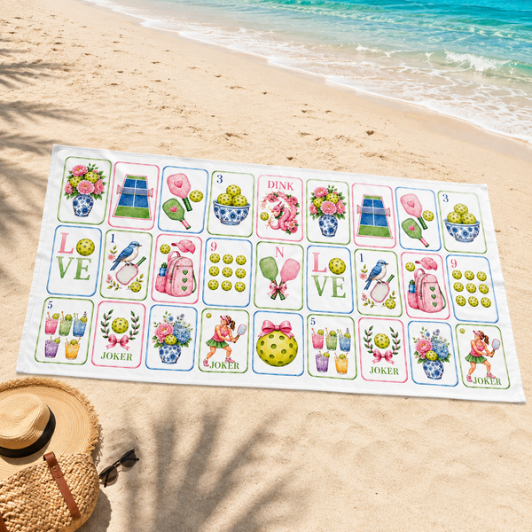 Pickleball Mahjong Beach Towel
