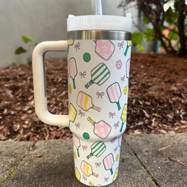 Pickleball 30oz Tumbler- Bows Multi Paddle