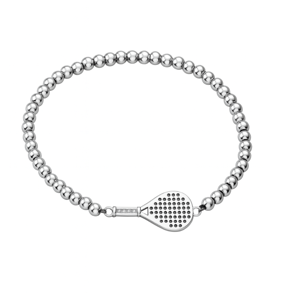 Padel Silver Beaded CZ Bracelet