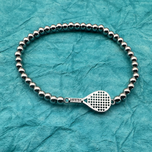 Padel Silver Beaded CZ Bracelet