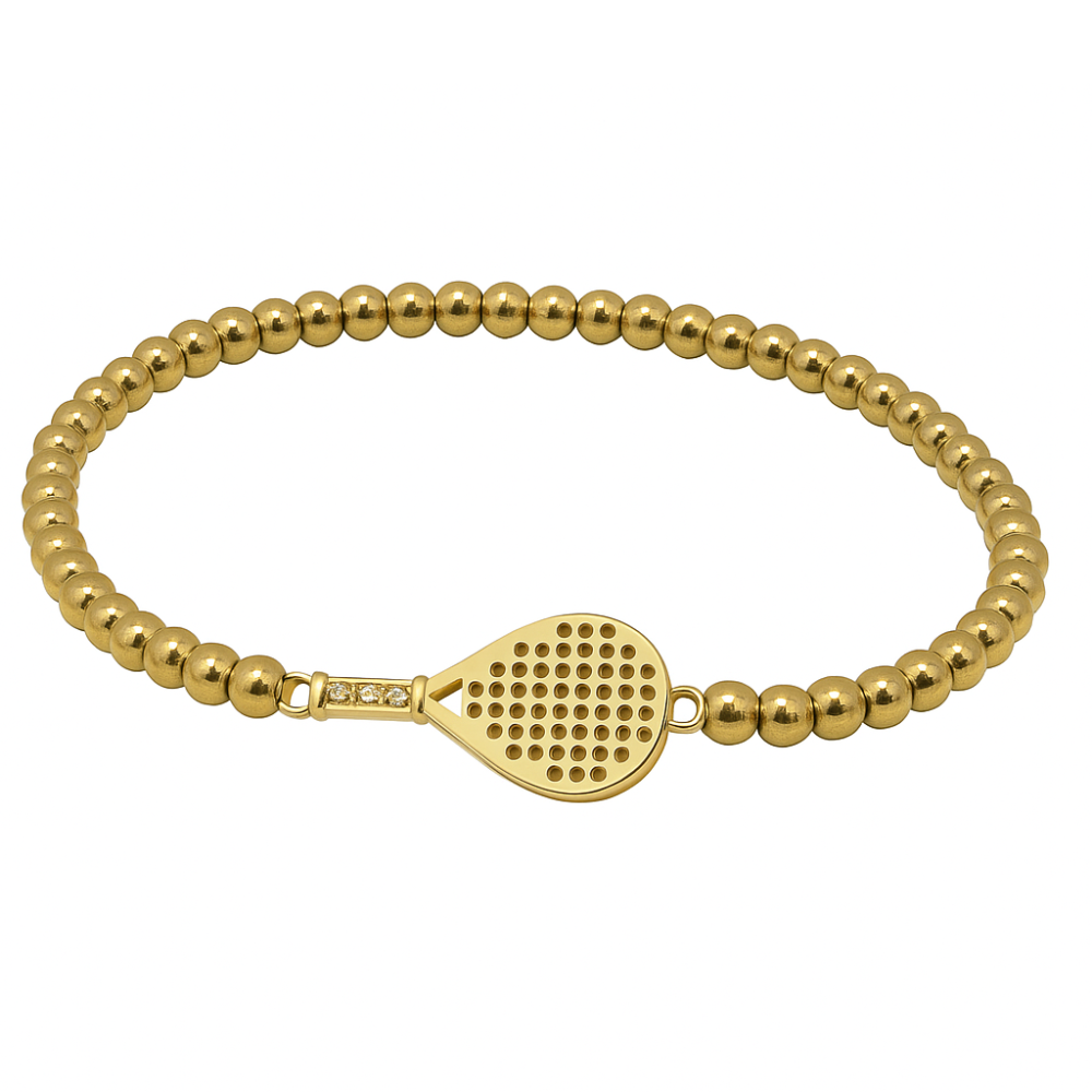 Padel Gold Beaded CZ Bracelet