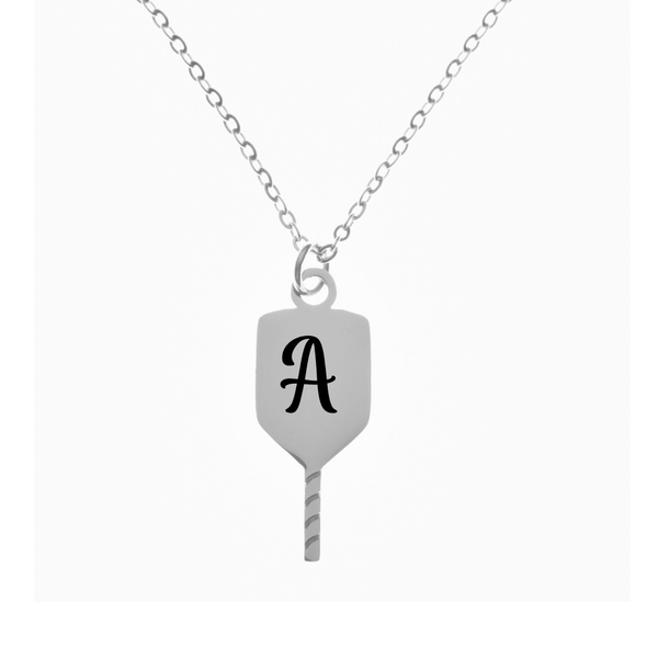 Silver Personalized Pickleball Paddle Necklace