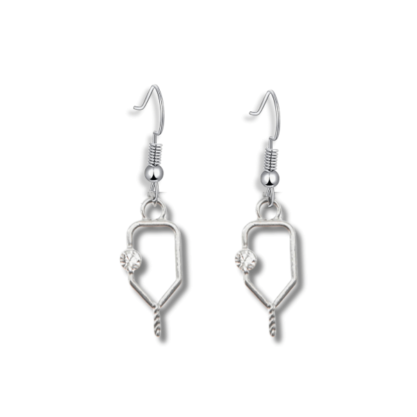 Silver Pickleball Dangle Earrings