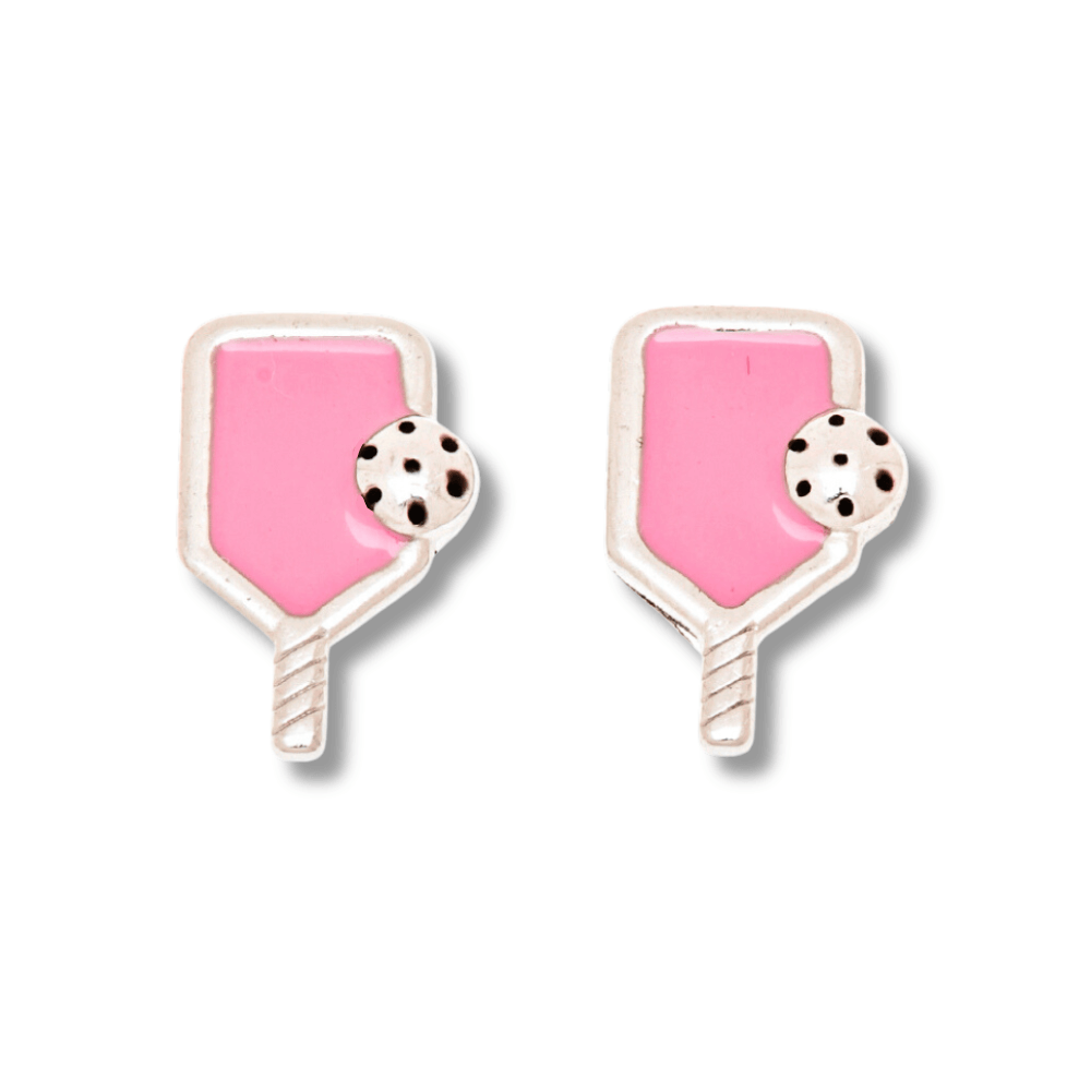 pink Pickleball Paddle Stud Earrings