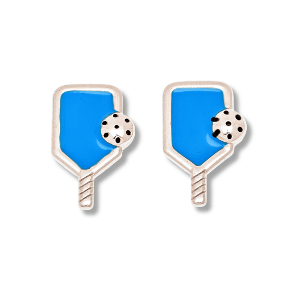 blue Pickleball Paddle Stud Earrings