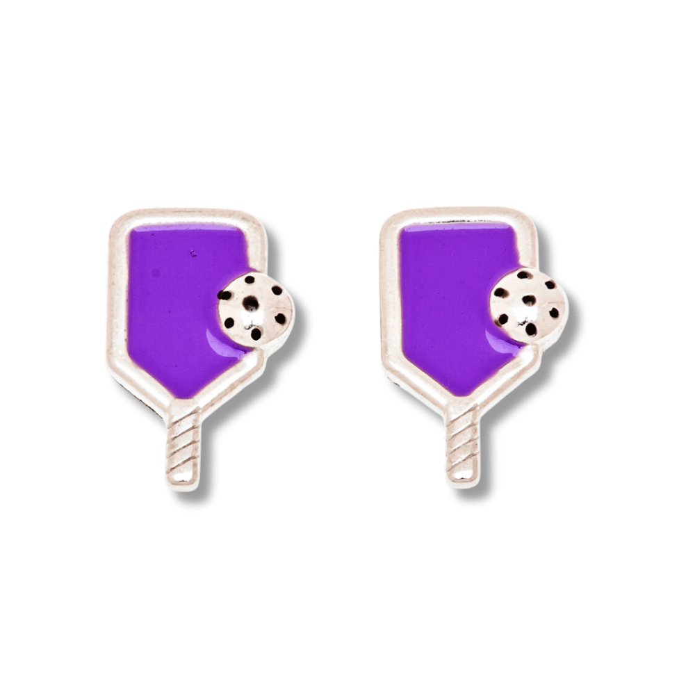 Purple Pickleball Paddle Stud Earrings
