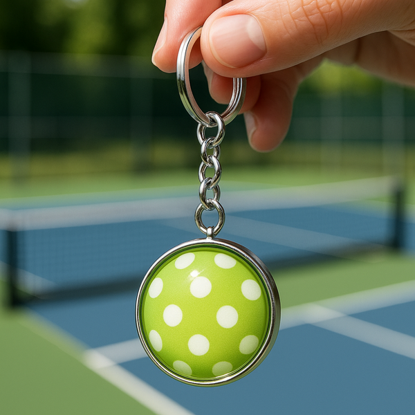 Green Pickleball Ball Keychain