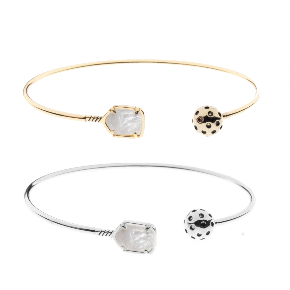 Pickleball Mother of Pearl Cuff Adjustable Bracelet