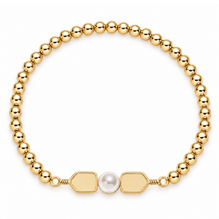 Pearl Pickleball Beaded Stretch Bracelet