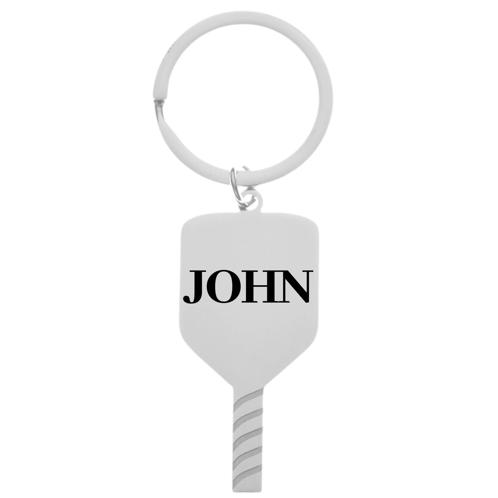 Personalized Pickleball Paddle Keychain - Silver