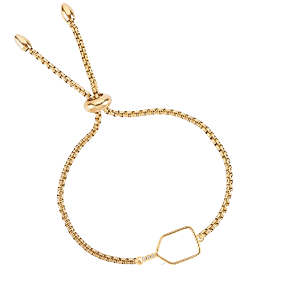 Gold Pickleball CZ Adjustable Bracelet