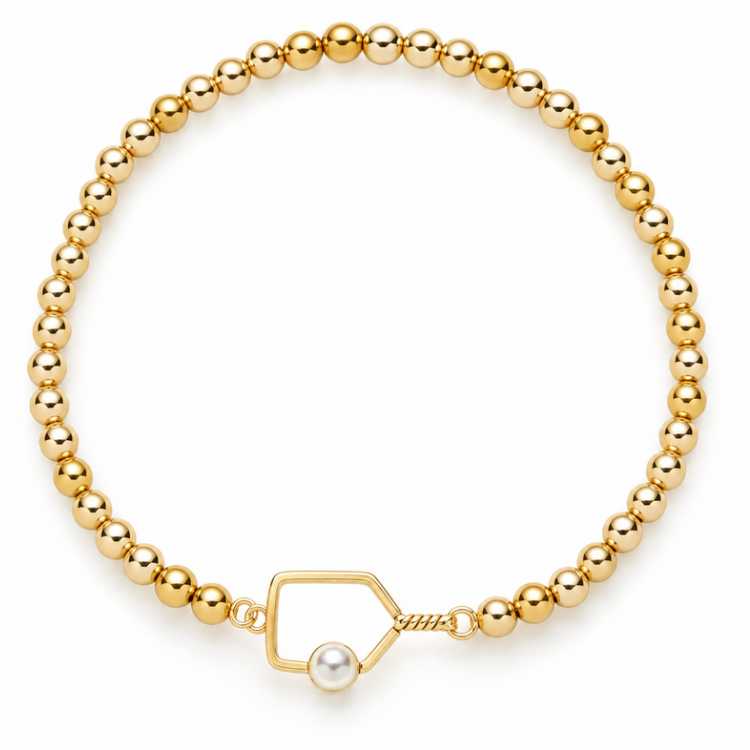 Pickleball Pearl Beaded Stretch Bracelet