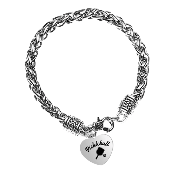Silver Pickleball Paddle Charm Bracelet
