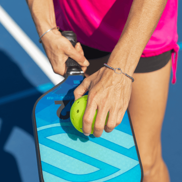 Silver Pickleball Beaded Stretch Bracelet During the Game