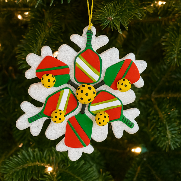 Pickleball Snowflake Christmas Ornament