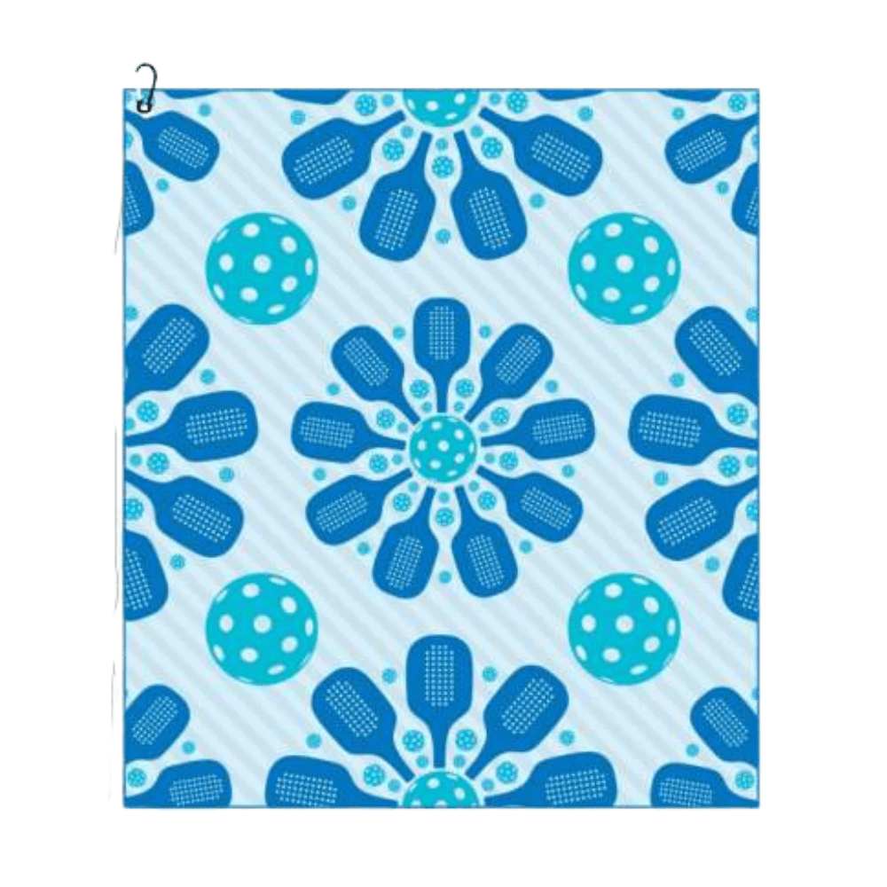 Pickleball Towel - Blue Flower Microfiber & Cotton Towel