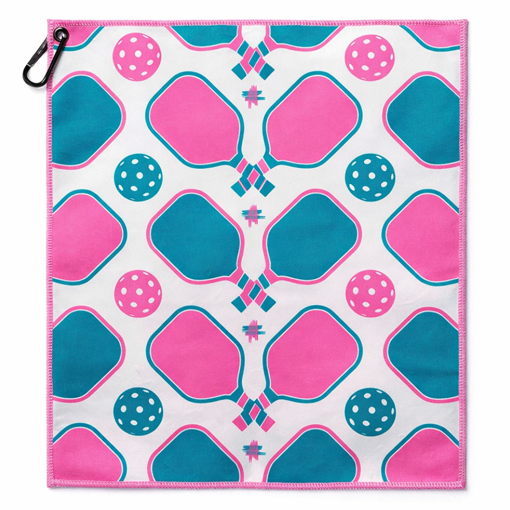 Pickleball Towel - Pink Microfiber & Cotton Towel