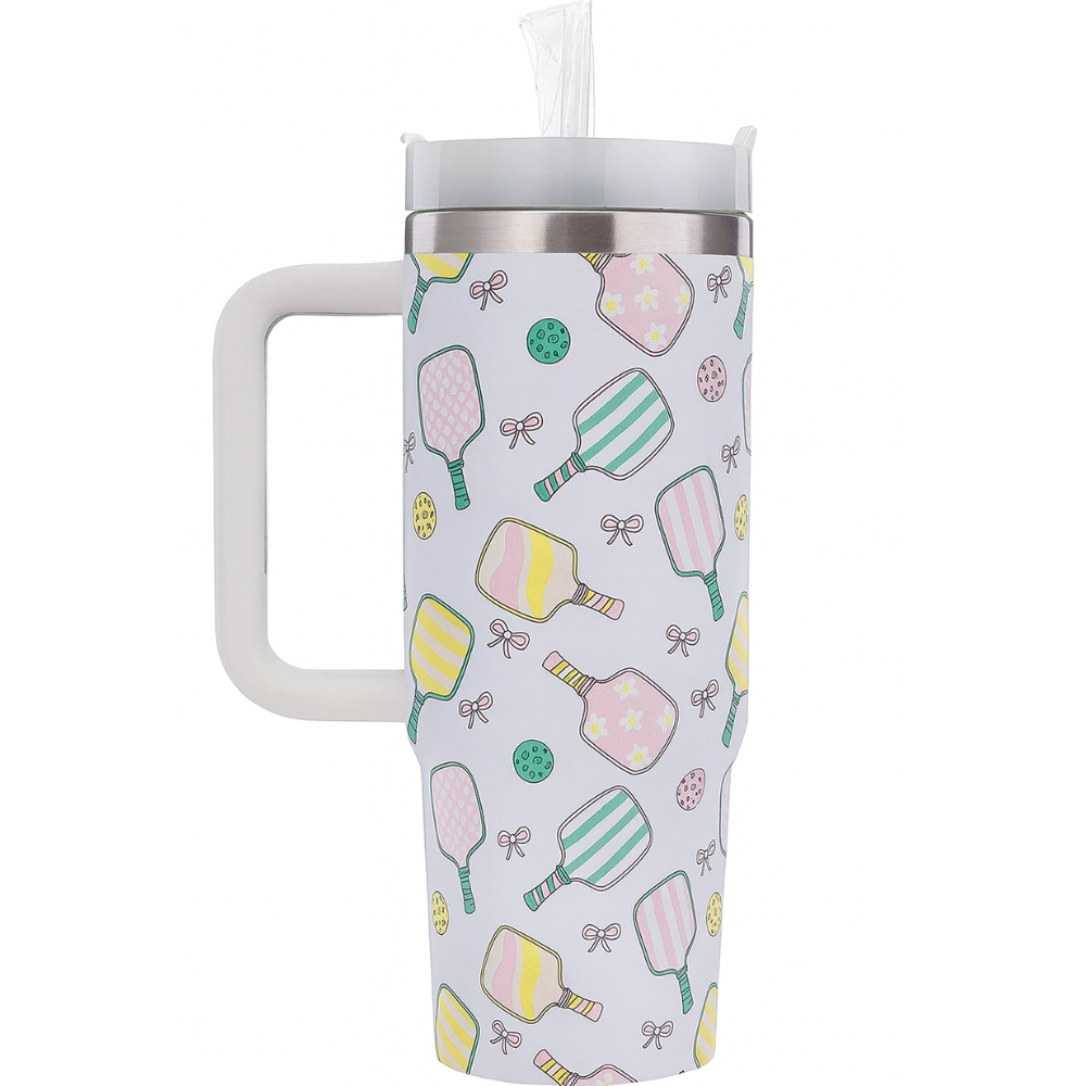 Pickleball 30oz Tumbler- Bows Multi Paddle