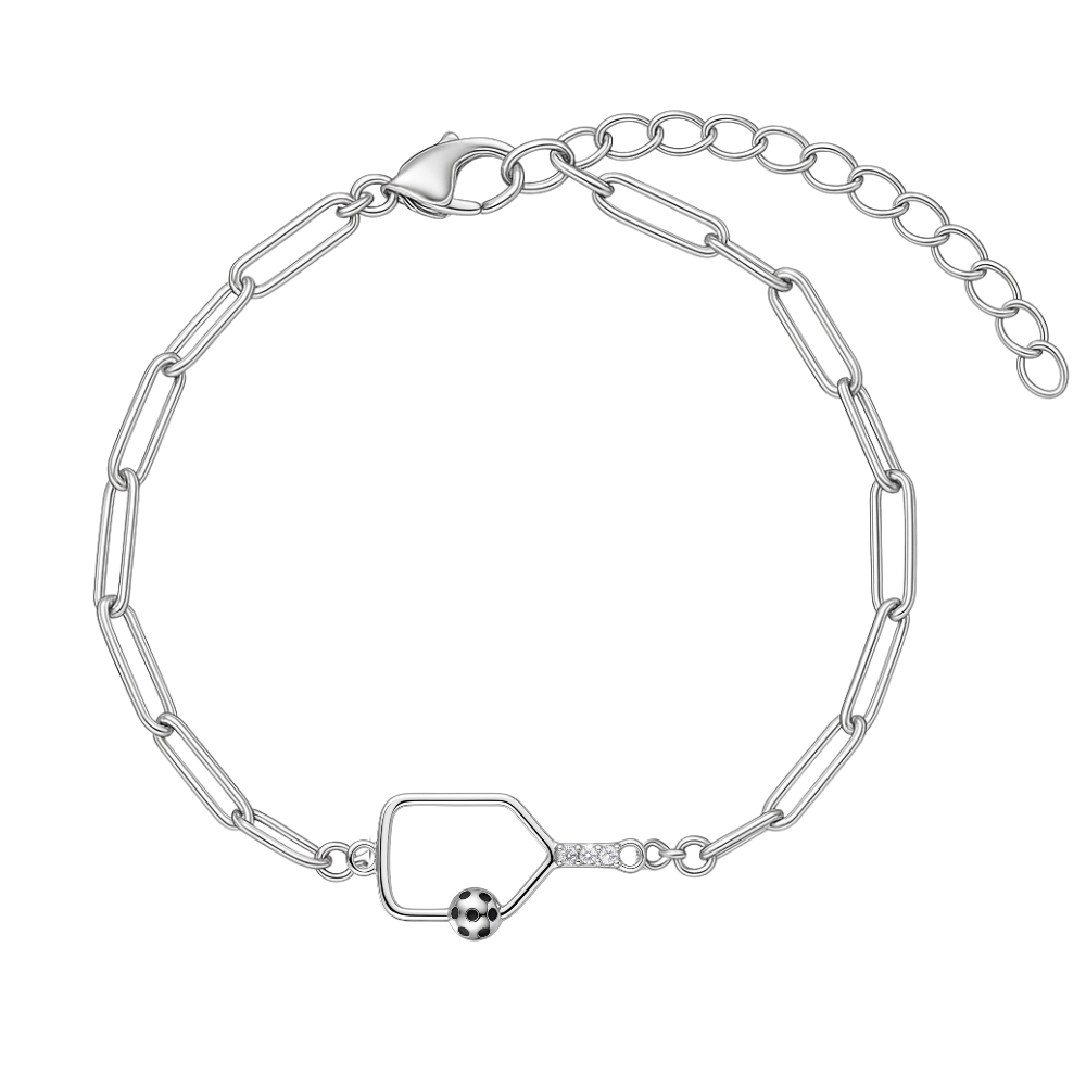 Pickleball Silver Paperclip Bracelet- Pick Style