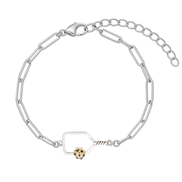 Pickleball Silver Paperclip Bracelet- Pick Style