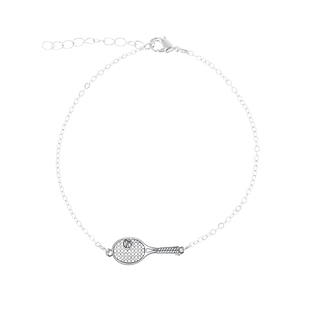 Silver Tennis Racket Adjustable Bracelet