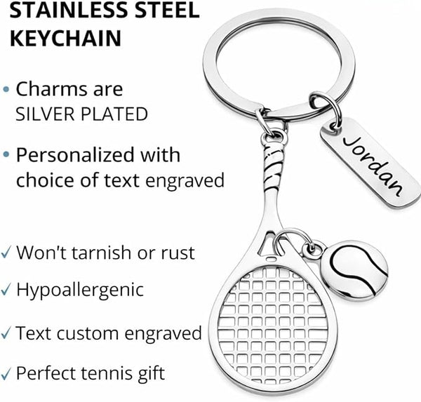Personalized Tennis Racquet Keychain