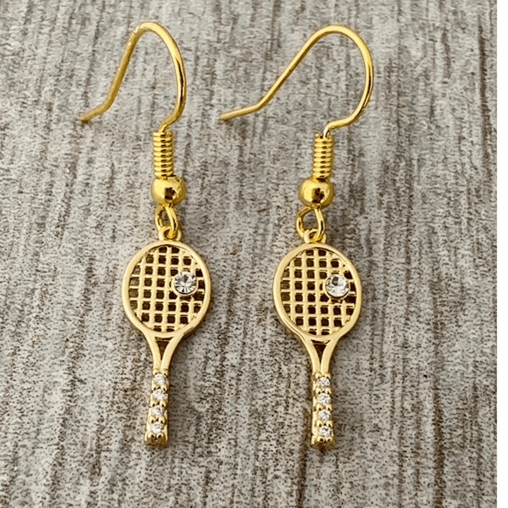 Tennis Rhinestone Dangle Earrings - Silver & Gold | Born to Rally