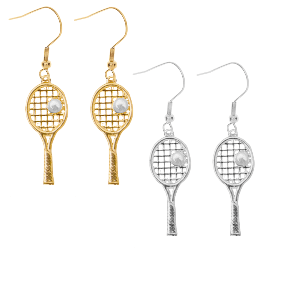 Tennis Pearl Racket Dangle Earrings