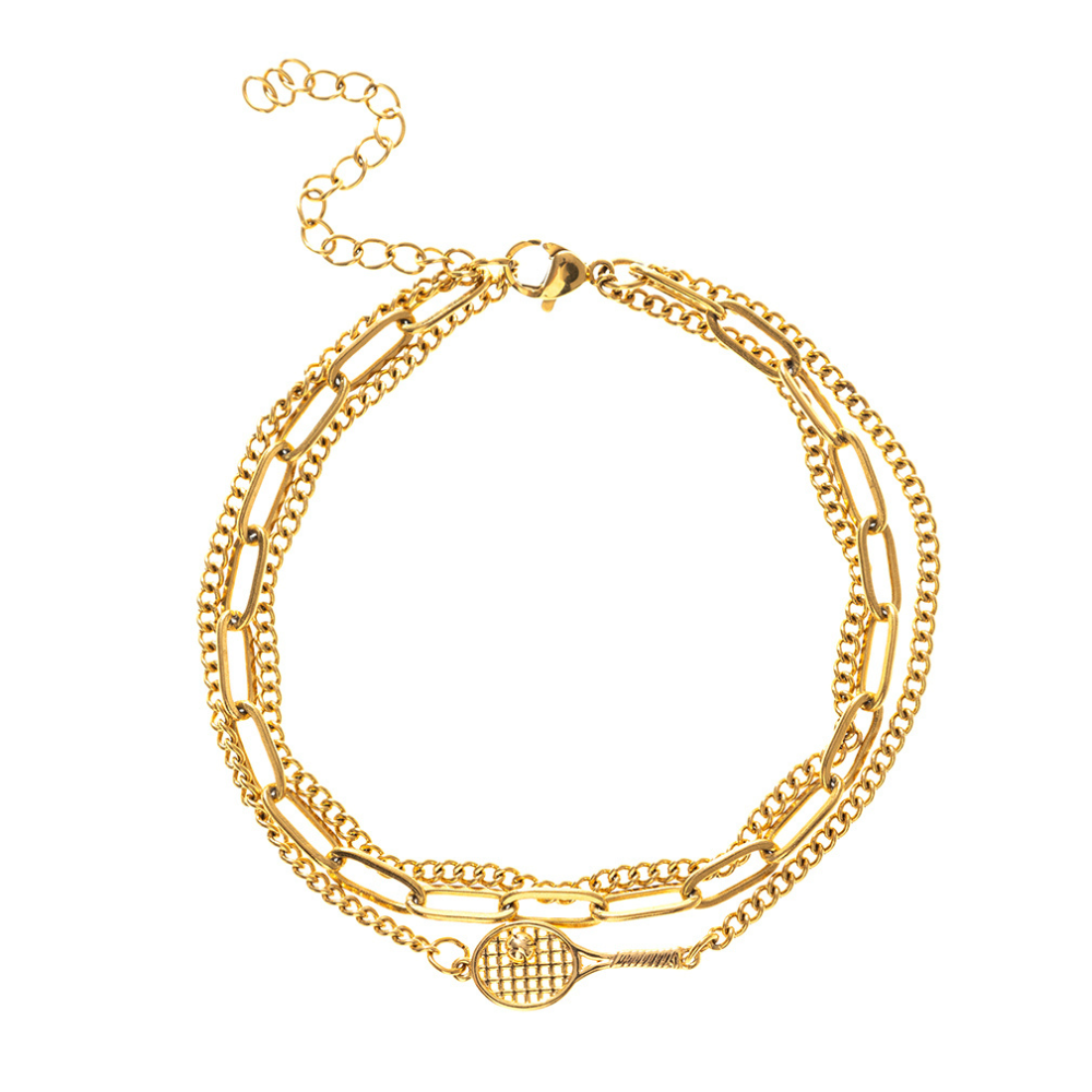 Tennis Gold Layered Chain Bracelet