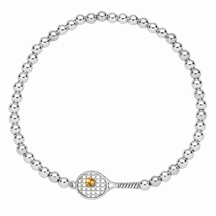 Silver and Gold Tennis Beaded Bracelet