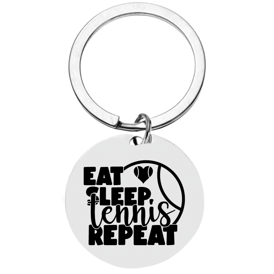 Tennis Keychain - Eat Sleep Tennis Repeat