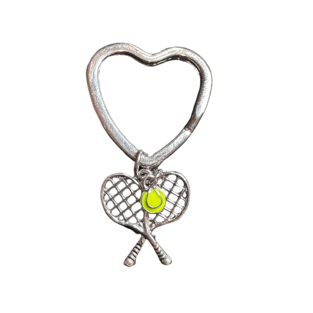 Tennis Double Racket Heart Keychain