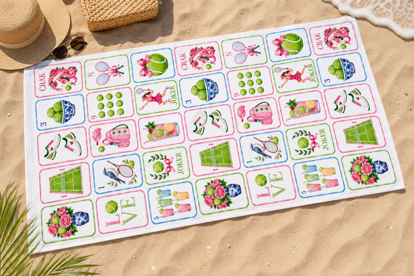 Tennis Mahjong Beach Towel