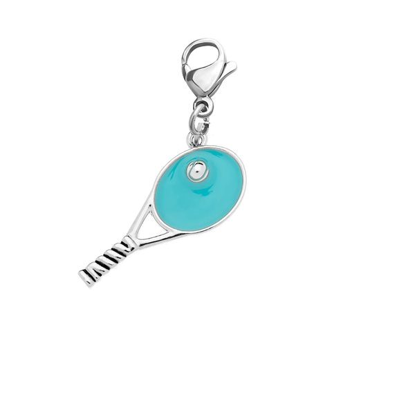 blue Tennis Racket Clip On Charm- Zipper Pull