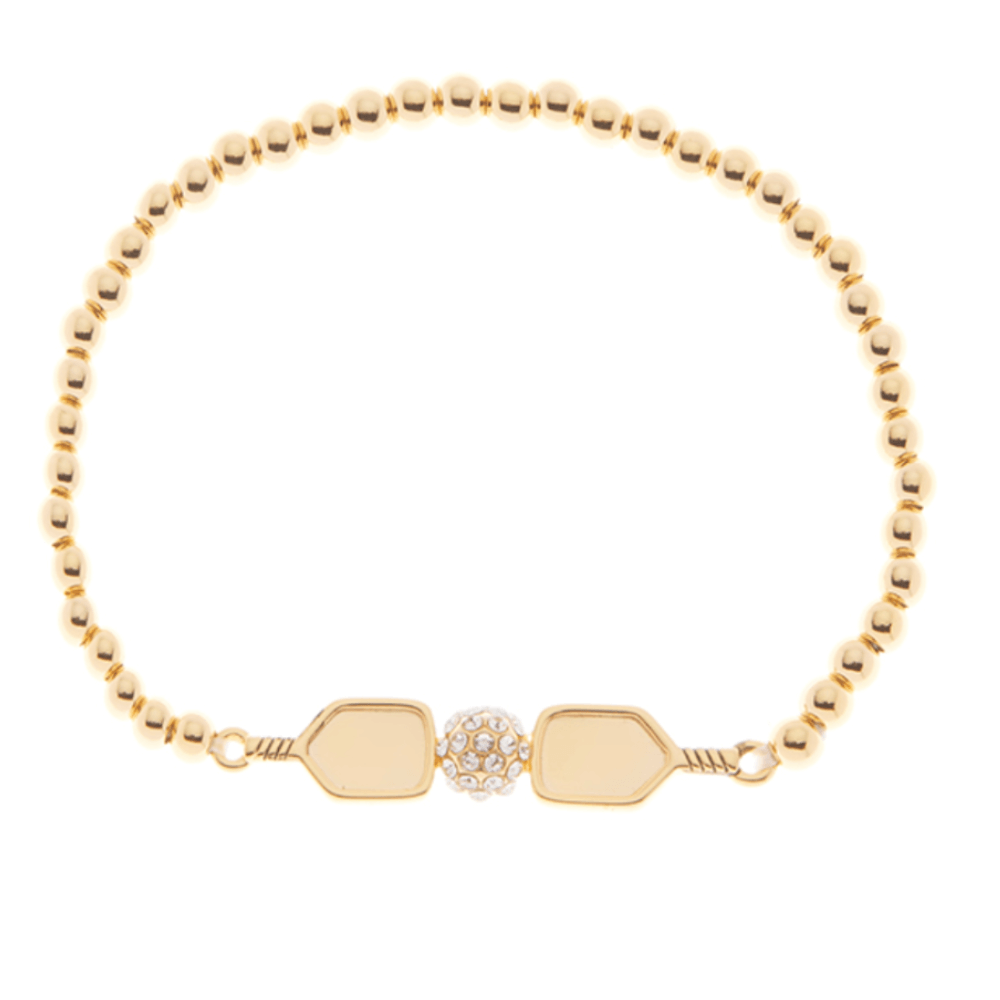 Pickleball Beaded Stretch Bracelet - Gold