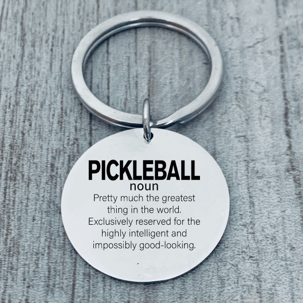 Round Pickleball Definition Keychain