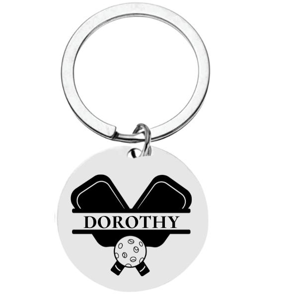 Personalized Pickleball Keychain with Two Paddles