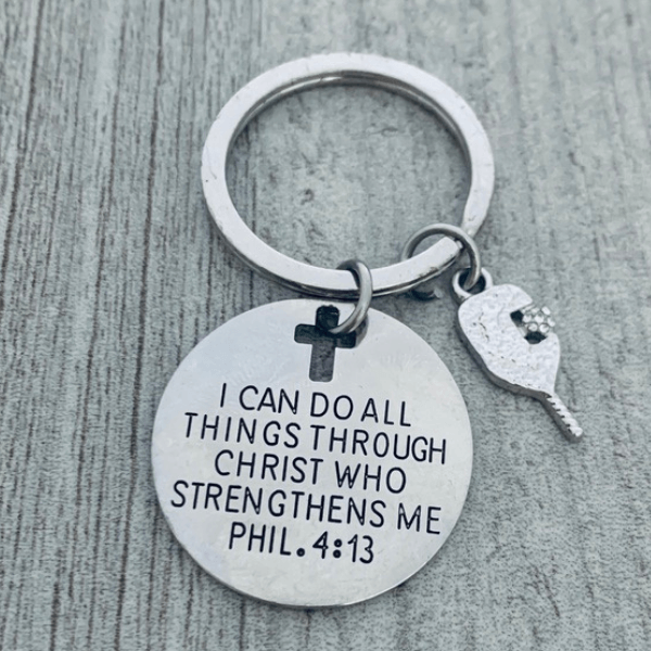 Round Pickleball Keychain - I Can Do Anything Through Christ Who Strengthens Me